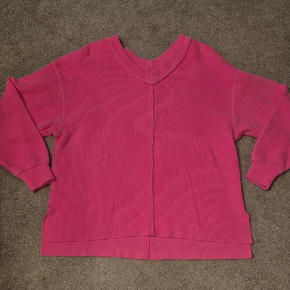 Aerie V-Neck Sweater in Vibrant Pink